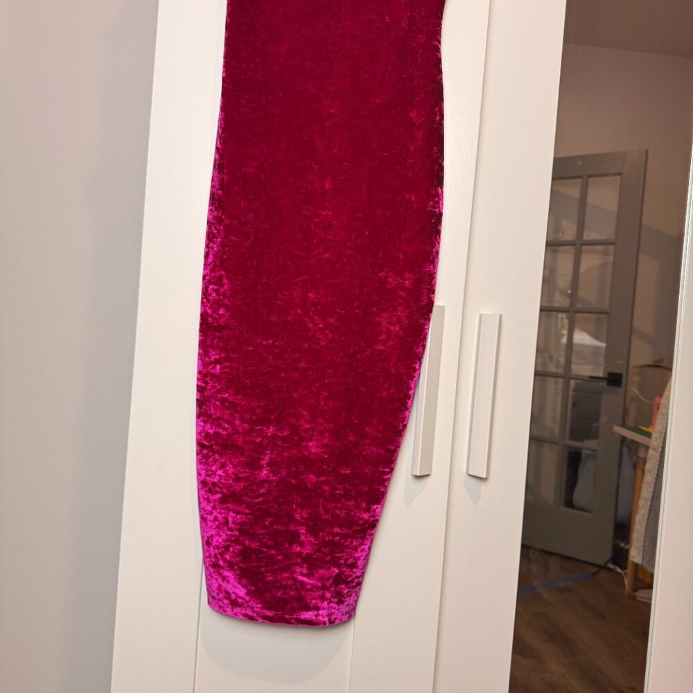 Revamped Pink Velvet Spaghetti Strap Dress Size XS - Picture 2 of 6